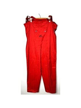 WetSkins Rain Bib Overalls PVC Waterproof Mens L Red Fishing Workwear Outdoor